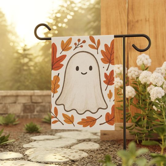 Discover Spooky Ghost Halloween Garden Flag: Double-Sided Fall Decor