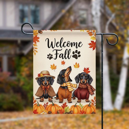 Discover Halloween Dachshund Garden Flag, Cute Dachshund Flag, Spooky Fall Outdoor Decoration, Halloween Gift, Gift For Dachshund Lover