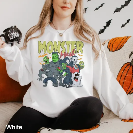 Discover Monster Mash Halloween Sweatshirt with Disney Characters