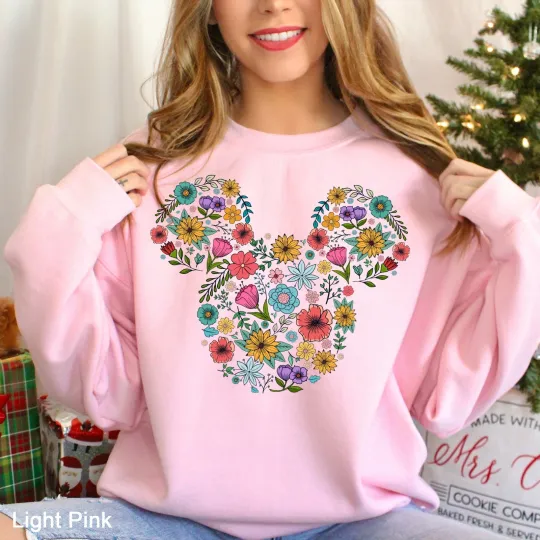 Discover Disney Floral Mickey Head Sweatshirt