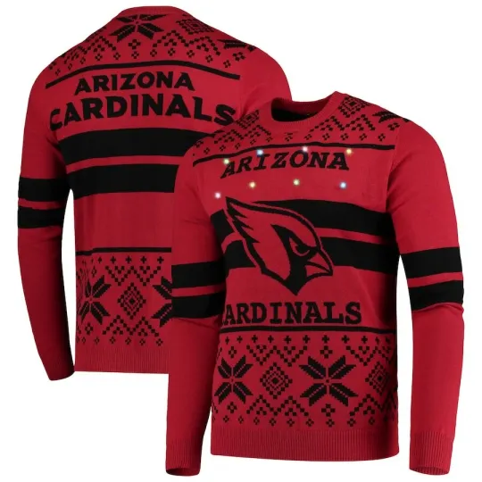football Licensed Men's Arizonna Cardinals Cardinal/Black Light Up Ugly Sweater