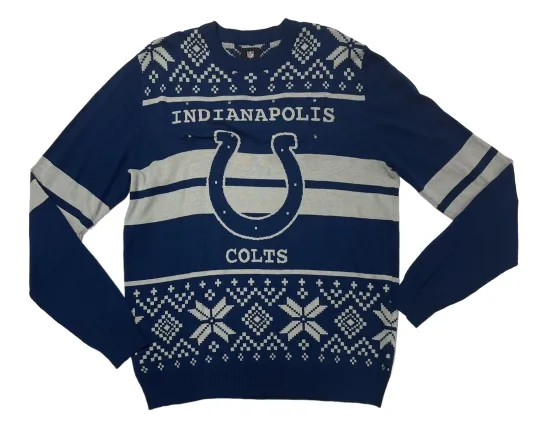 Discover football Licensed Men's Indianapolis Colts Navy Blue/Gray Light Up Ugly Sweater