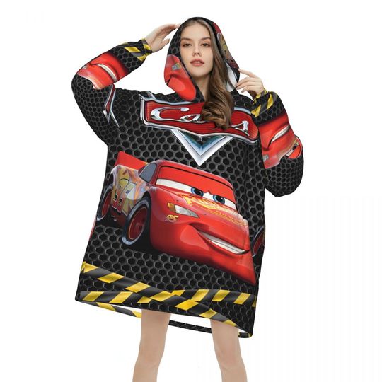 Discover Lightning McQueen Cars Movie Blanket Hoodie Oversized Wearable Sweatshirt Blanket Warm Gifts for Women Girls Girlfriend