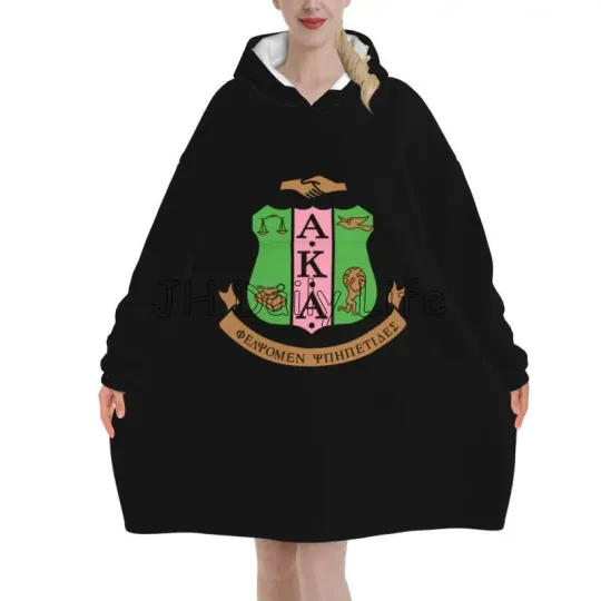 Pink and Green Sorority Blanket Hoodie for Women