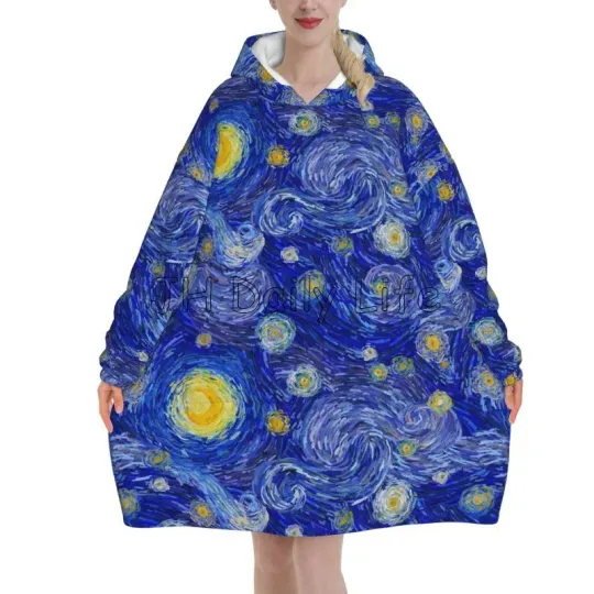 Diamond Art Starry Night Blanket Hoodie For Adult Kid, Christmas Gift Idea