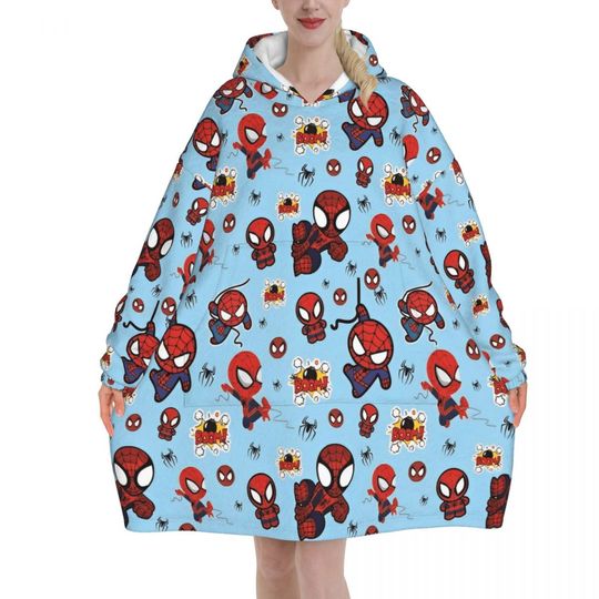 Spider Man Blanket Hoodie For Adult Kid, Christmas Gift Idea