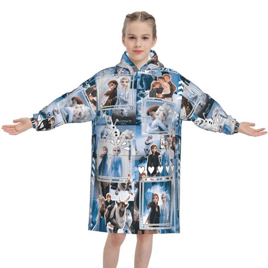 Discover Frozen Elsa Princess Blanket Hoodie Sweatshirt Wearable Blanket Pajamas for Girls Boys