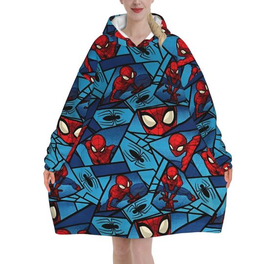 Spider-Man Blanket Hoodie Oversized Wearable Sweatshirt for Women and Girls