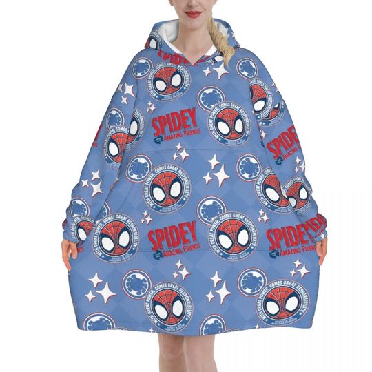 Discover Spider Man Blanket Hoodie Wearable Blanket Oversize with Pocket Warm Sleeping Bag Soft Cozy Onesie