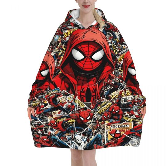 Spider-Man Oversized Blanket Hoodie For Adult Kid, Christmas Gift Idea