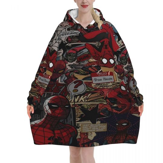 Spider Man Blanket Hoodie For Adult Kid, Christmas Gift Idea