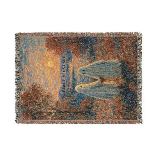 Discover Ghostly Love Woven Blanket, Halloween Fall Decor, Til Death Do Us Part Throw Blanket, Cozy Halloween Home Accent, Halloween Ghost Gift