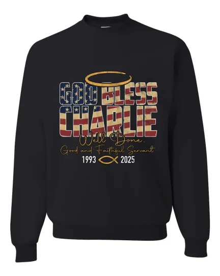 God Bless Charlie, American Flag Vintage Distress Unisex Crewneck Sweatshirt
