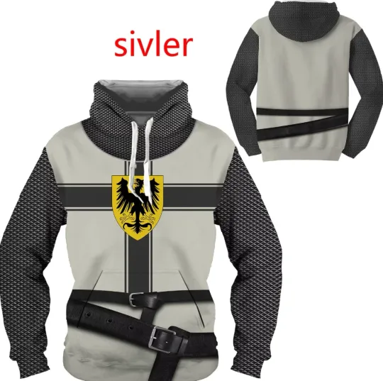 Discover 2025 Fashion Cosplay Medieval Knight 3D Armor Printed Hoodie