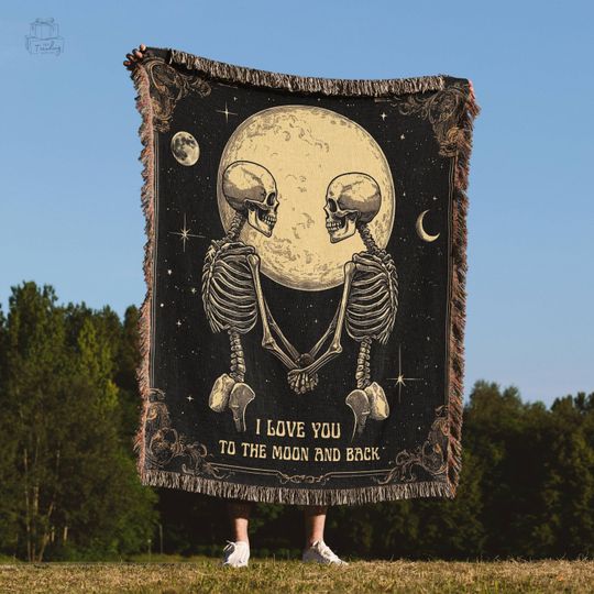 Discover Goth Engagement Gift, Skeleton Couple Blanket,Woven Tapestry,Spooky Anniversary Cotton Throw,Halloween Wedding, Gothic Valentines Home Decor