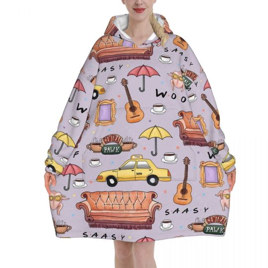 Friends Blanket Hoodie, TV Show Merch, Gift For Christmas, Birthday