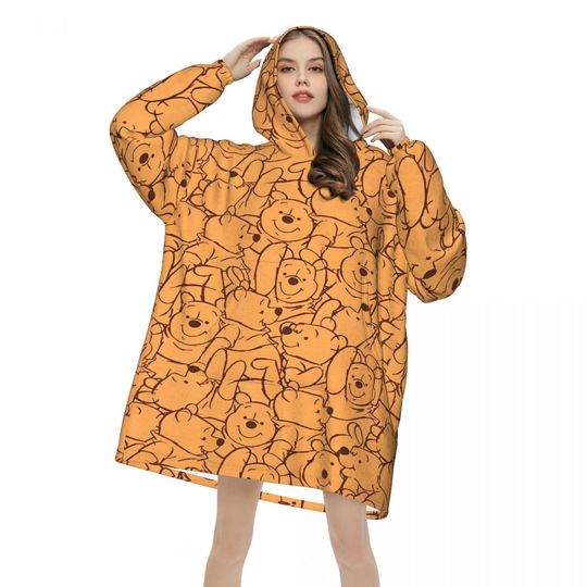 Discover Winnie The Pooh Oversized Blanket Hoodie Sweatshirt Long Fleece Hooded Wearable Blanket with Large Pocket for Women Men