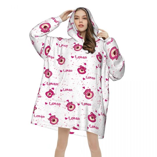 Lotso Pink Bear Oversized Blanket Hoodie For Kids