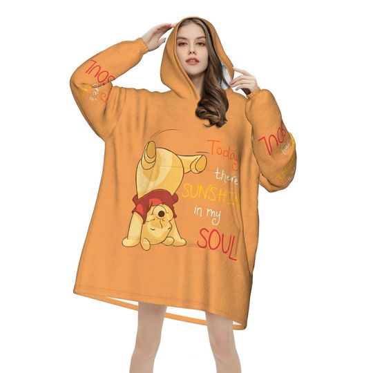 Discover Winnie The Pooh Wearable Blanket Hoodie for Women Men Oversized Sweatshirt Blanket with Pocket