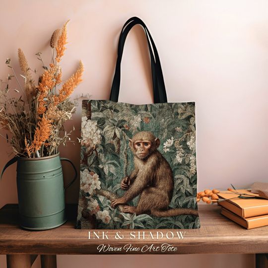 Discover Victorian Gothic Tapestry Tote Bag | Vintage William Morris Inspired Tote Bag Aesthetic Mystical Tapestry Bag Woven Victorian Fairycore Bag