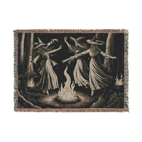Woven Blanket, Halloween Blanket, Witch Decor, Halloween Gift, Cozy Home Decor, Halloween Witches Blanket