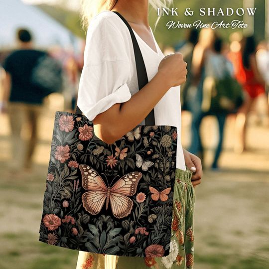 Discover Grunge Fairycore Butterfly Shoulder Bag Cottagecore Gift for Butterfly Lover Dark Academia Floral Satchel Whimsigoth Aesthetic Tapestry Tote