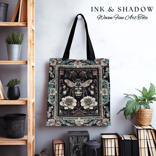 Discover Queen Bee Victorian Gothic Floral Honeybee Bag Vintage Dark Botanical Macabre Whimsigoth Enchanted Wildflower Insect Tapestry Tote Unique |