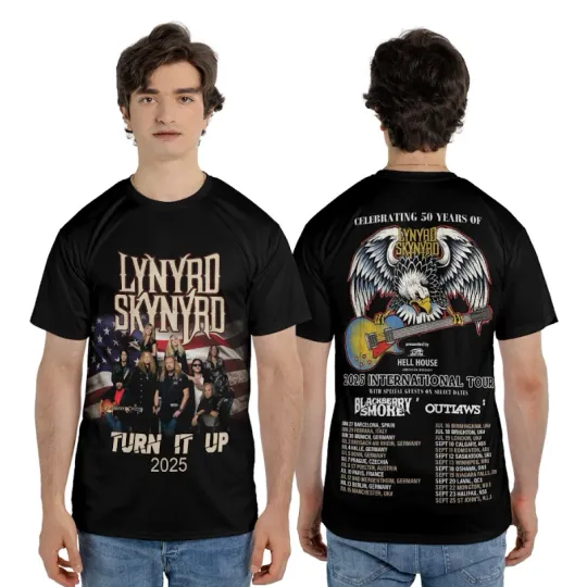 Discover Lynyrd Skynyrd Turn It Up 2025 International Tour AOP 3D T-Shirt