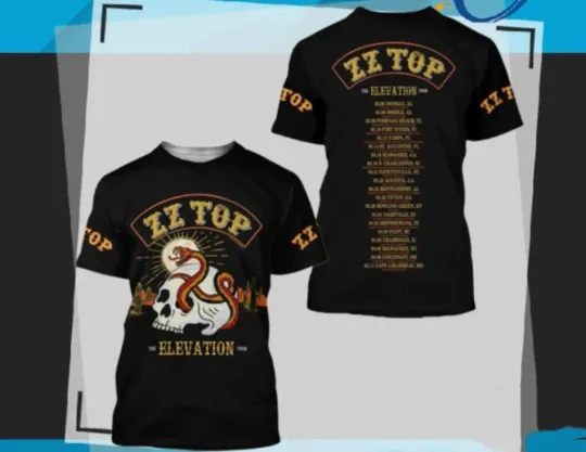 Discover Zz Top Band Elevation Tour 2025 AOP 3D T-Shirt