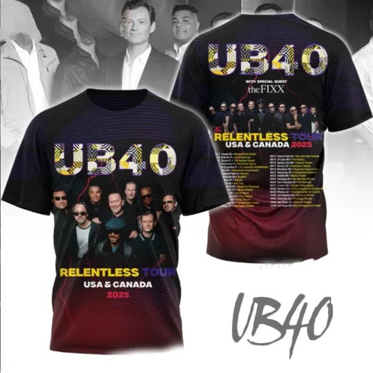UB40 Band Relentless Tour Usa & Canada 2025 AOP 3D T-Shirt