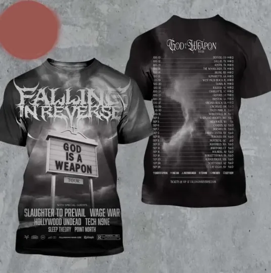 Falling In Reverse Tour 2025 US Canada Dates AOP 3D T-Shirt