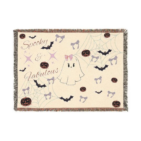 Discover Halloween Woven Blanket, Spooky Vibes Throw, Cute Halloween Blanket, Halloween Home Decor, Halloween Bedding, Spooky Halloween Gift