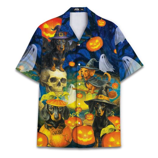 Discover Funny Halloween Dog Hawaiian Shirts For Men Mens Hawaiian Shirts Short Sleeve Button Down Shirts 2