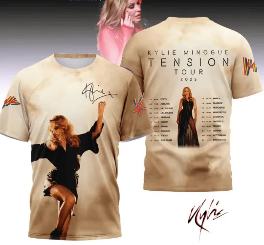 Kylie Minogue Tension Tour 2025 World Tour AOP 3D T-Shirt