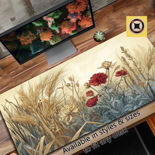 Discover Golden Harvest Floral Desk Mat for Office & Home Decor