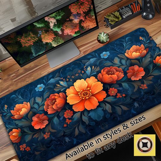 Discover Botanical Flowers Desk Mat - Aesthetic Office Desk Pad