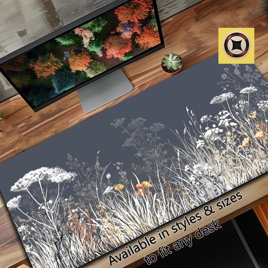 Discover Gray Aesthetic Wild Grasses - Minimalist Nature Desk Mat Mousepad - Aesthetic Desk Pad Mouse Pad - Gray Desk Decor - Deskmat Mousemat