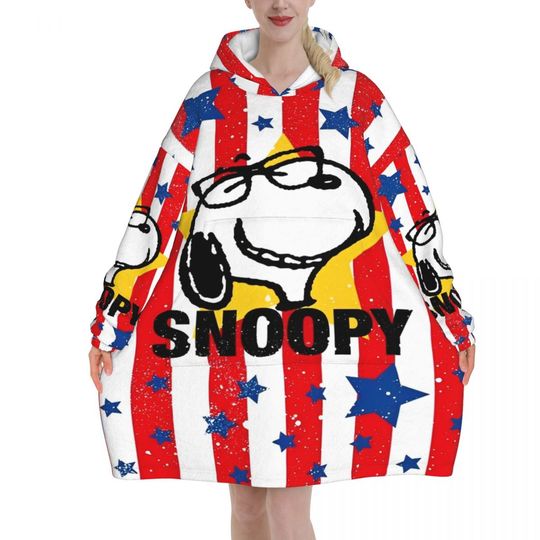 Discover Snoopys Cute Dogs Woodstock Blanket Hoodie Oversized Wearable Sweatshirt Blanket Warm Gifts for Women Girls Girlfriend