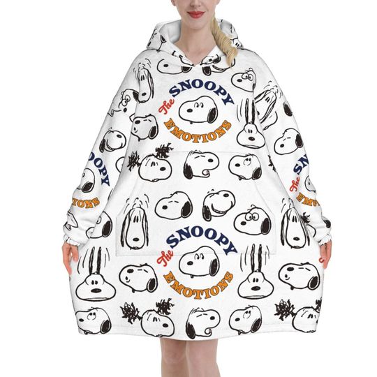 Discover Snoopys Wearable Blanket Hoodie for Women Men Warm Cozy Oversize Blanket Sweatshirt Thick Fleece Hooded Blanket with Pocket