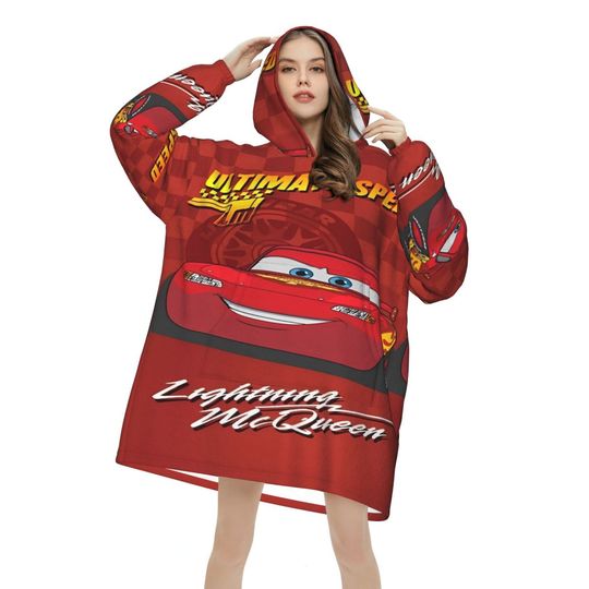 Discover Lightning Mcqueen Blanket Hoodie Wearable Blanket Oversize with Pocket Warm Sleeping Bag Soft Cozy Onesie