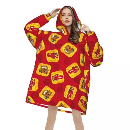 Discover Lightning Mcqueen Blanket Hoodie Wearable Blanket Large with Pocket Warm Sleeping Bag Soft Cozy Onesie