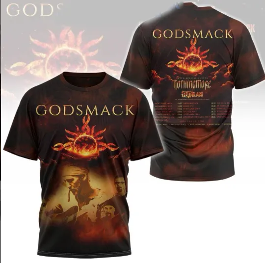 Discover Godsmack With Nothingmore And Flatblack 2024 Tour AOP 3D T-Shirt