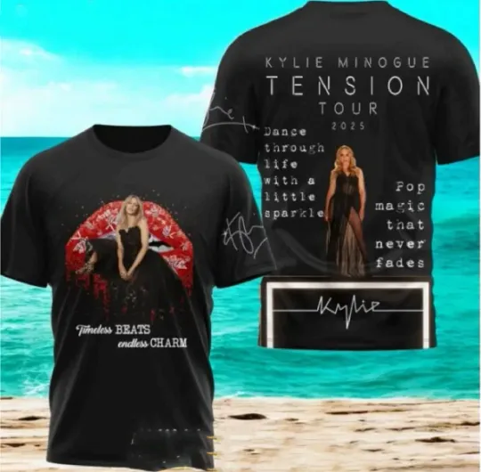 Discover Kylie Minogue Tension Tour 2025 AOP 3D T-Shirt