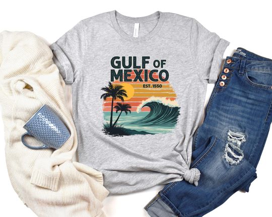 Retro Sunset Gulf Of Mexico Since 1550 Tshirt, Anti Gulf Of America Shirt, Mexico Beach Shirt, Protest Tshirt, Anti Maga, Political Shirt