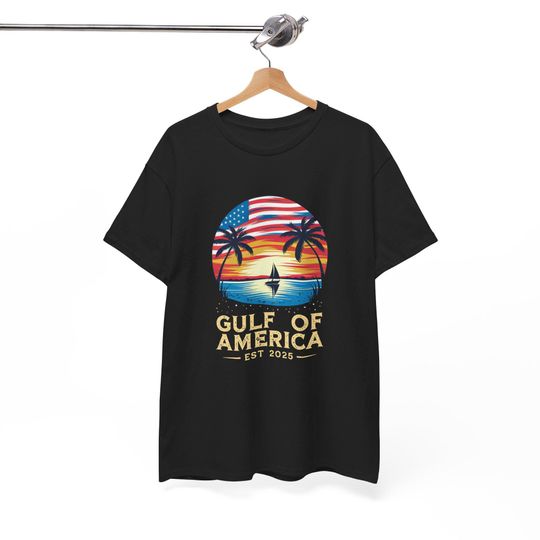 Discover Retro Gulf Of USA America Est 2025 American Flag Gulf Mexico retro gulf, usa america est shirt men women, perfect tee apparel,unisex T-Shirt