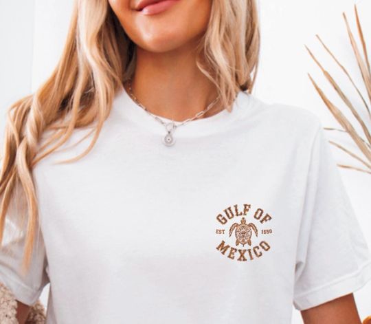 Gulf of Mexico T-Shirt  Coastal Map & Ocean Graphic  Beach Lover Shirt  Ocean Vibes Tee  Soft Cotton Summer Top Bella Canvas