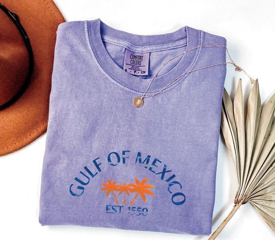 Gulf of Mexico T-Shirt  Ocean Map & Icon Graphic  Ocean Lover Shirt  Coastal Travel Tee  Premium Cotton Vacation Top Comfort Colors
