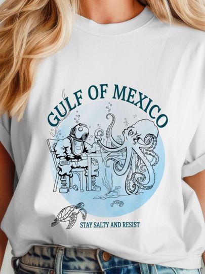 Discover T-Shirt Gulf of Mexico Stay salty and resist, Icon Graphic Ocean, Lover Shirt  Vacation Top  Gift for Ocean History Lovers Bella Canvas