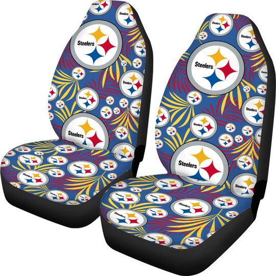 2pcs Pittsburgh Steeler Elastic Car Seat Covers Printed Seat Cover Universal