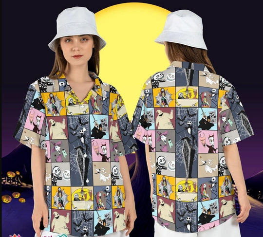 Discover Nightmare Before Xmas Jack Sally Oogie Boogie Halloween Hawaiians Shirt